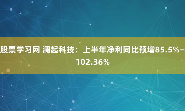 股票学习网 澜起科技：上半年净利同比预增85.5%—102.36%