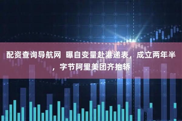 配资查询导航网  曝自变量赴港递表，成立两年半，字节阿里美团齐抬轿