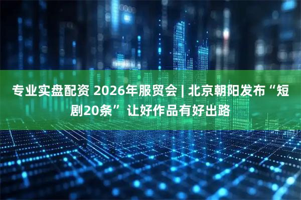 专业实盘配资 2026年服贸会 | 北京朝阳发布“短剧20条” 让好作品有好出路
